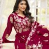 wine color embroidered anarkali gown with dupatta for women festive wedding wear for women festive wear