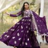 wine color embroidered anarkali gown with dupatta for women festive wedding wear for women festive wear
