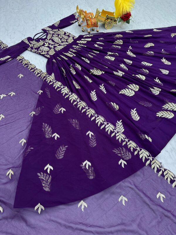 wine color embroidered anarkali gown with dupatta for women festive wedding wear for women festive wear