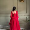 Red Elegant Lucknowi Georgette Anarkali Suit Set for women festive wear