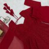 Red Elegant Lucknowi Georgette Anarkali Suit Set for women festive wear