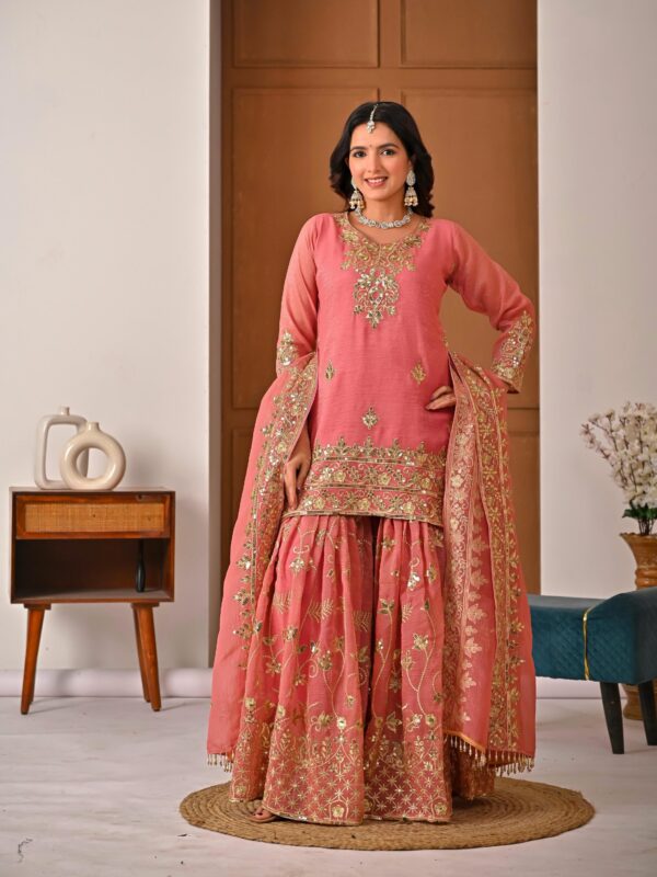 Pink Embroidered Sharara Suit for Women for women festive wear