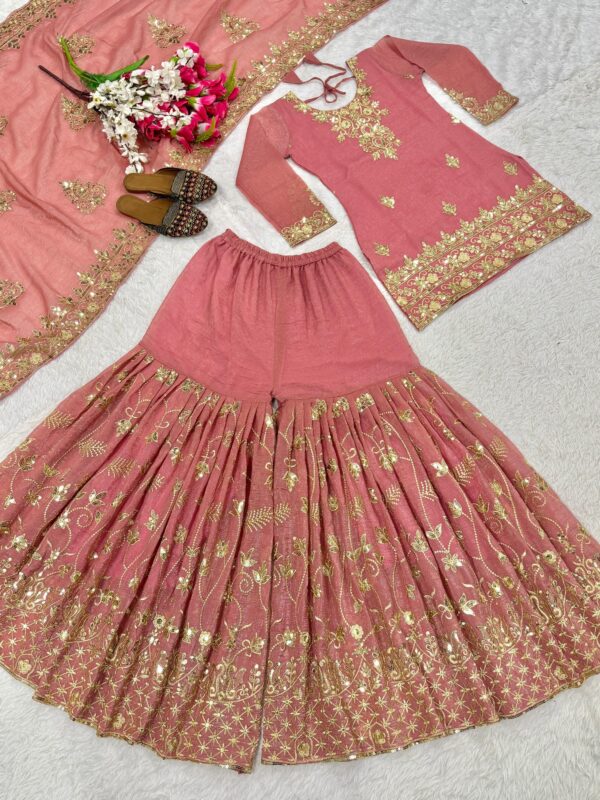 Pink Embroidered Sharara Suit for Women for women festive wear