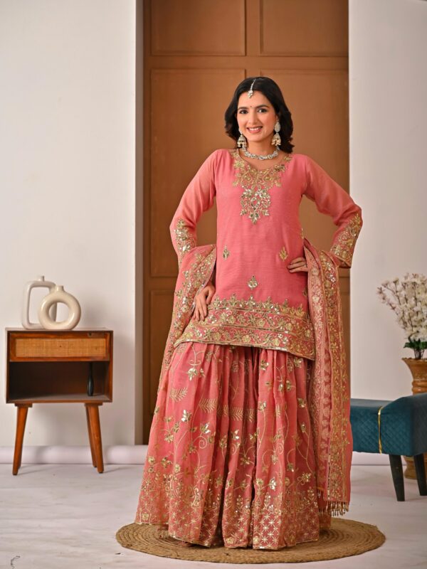 Pink Embroidered Sharara Suit for Women for women festive wear