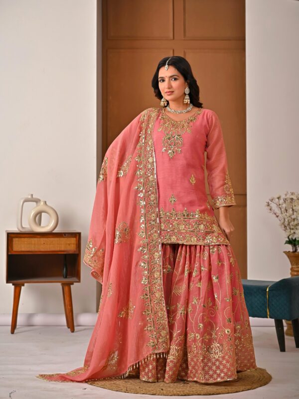 Pink Embroidered Sharara Suit for Women for women festive wear