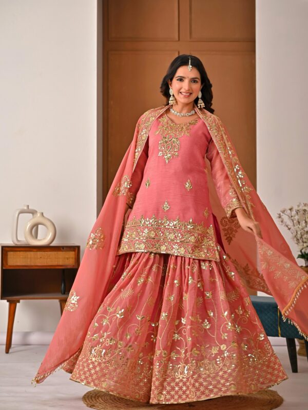 Pink Embroidered Sharara Suit for Women for women festive wear