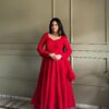 Red Elegant Lucknowi Georgette Anarkali Suit Set for women festive wear