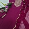 Wine Rayon slub Embroidered Kurta Set with Dupatta Elegant Festive Wear for women festive wear