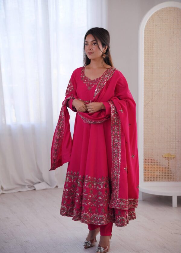 Elegant Pink Embroidered Anarkali Suit for Women for women festive wear