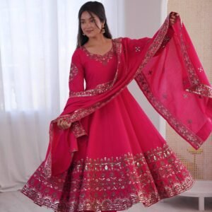 Elegant Pink Embroidered Anarkali Suit for Women for women festive wear