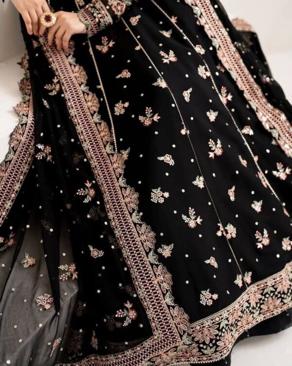 Black Embroidered Partywear Anarkali Gown for women festive wear
