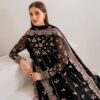 Black Embroidered Partywear Anarkali Gown for women festive wear