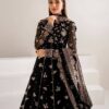 Black Embroidered Partywear Anarkali Gown for women festive wear