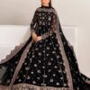 Black Embroidered Partywear Anarkali Gown for women festive wear