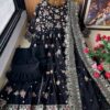 Black Embroidered Partywear Anarkali Gown for women festive wear