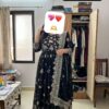 Black Embroidered Partywear Anarkali Gown for women festive wear