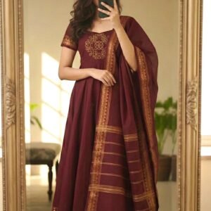 Pattu Cotton Traditional Kurta Set with Jacquard Border Dupatta  Festive Wear for women festive wear