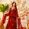 Viscose Chanderi Kurta Set with Organza Dupatta for women festive wear