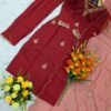 Viscose Chanderi Kurta Set with Organza Dupatta for women festive wear