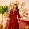 Viscose Chanderi Kurta Set with Organza Dupatta for women festive wear