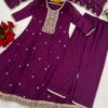 Vichitra Silk anarkali kurti pant Dupatta Set for women festive wear