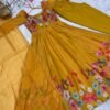 Black Floral Organza Anarkali Suit Set with Dupatta & Pant for women festive wear