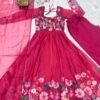 Black Floral Organza Anarkali Suit Set with Dupatta & Pant for women festive wear