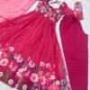 Black Floral Organza Anarkali Suit Set with Dupatta & Pant for women festive wear