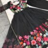 Black Floral Organza Anarkali Suit Set with Dupatta & Pant for women festive wear