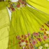 Black Floral Organza Anarkali Suit Set with Dupatta & Pant for women festive wear