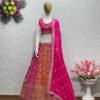 bridal pink faux georgette lehenga choli set with dupatta