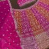 bridal pink faux georgette lehenga choli set with dupatta