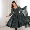 Crunchy Silk Anarkali Gown Set with Jacquard Butti Work for women festive wear