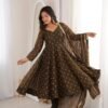 Crunchy Silk Anarkali Gown Set with Jacquard Butti Work for women festive wear