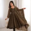 Crunchy Silk Anarkali Gown Set with Jacquard Butti Work for women festive wear