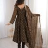 Crunchy Silk Anarkali Gown Set with Jacquard Butti Work for women festive wear