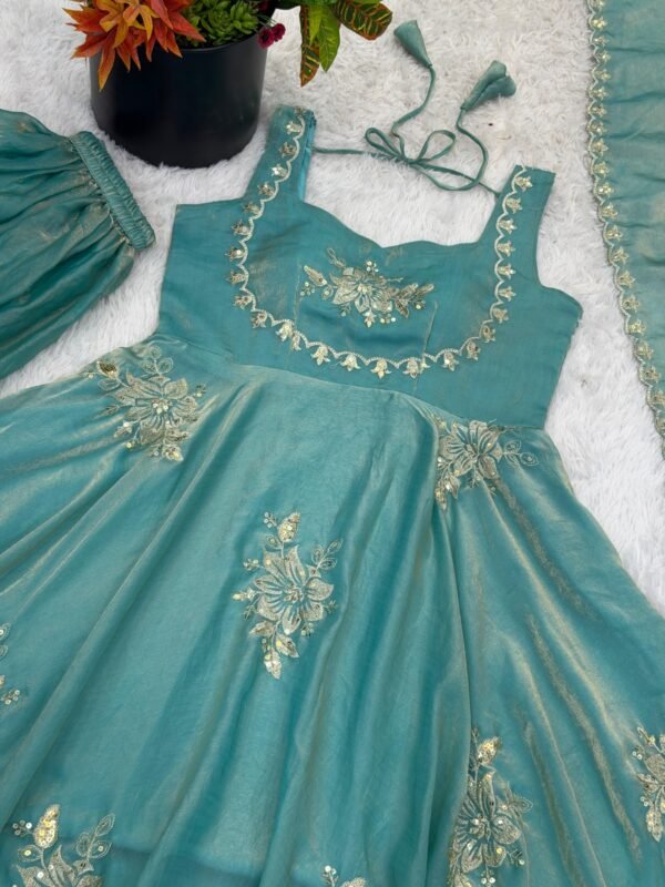 Fendy Silk Anarkali Gown Sharara Set with Heavy Embroidery for women festive wear