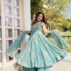 Fendy Silk Anarkali Gown Sharara Set with Heavy Embroidery for women festive wear