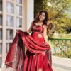 Fendy Silk Anarkali Gown Sharara Set with Heavy Embroidery for women festive wear