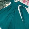 Elegant Green Chinnon Silk Anarkali Suit Set with Pant & Dupatta for women festive wear