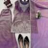 Teal Fendy Silk Kurti Palazzo Set with Dupatta for women festive wear