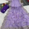Georgette Silk Saree with Sequence Work & Cutwork Border for women festive wear
