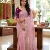 Georgette Silk Saree with Sequence Work & Cutwork Border for women festive wear