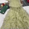Georgette Silk Saree with Sequence Work & Cutwork Border for women festive wear