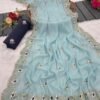 Georgette Silk Saree with Sequence Work & Cutwork Border for women festive wear
