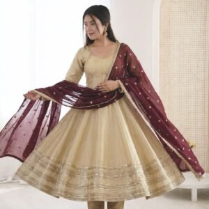 Anarkali Gown Set with Heavy Lace Work & Georgette Dupatta for women festive wear