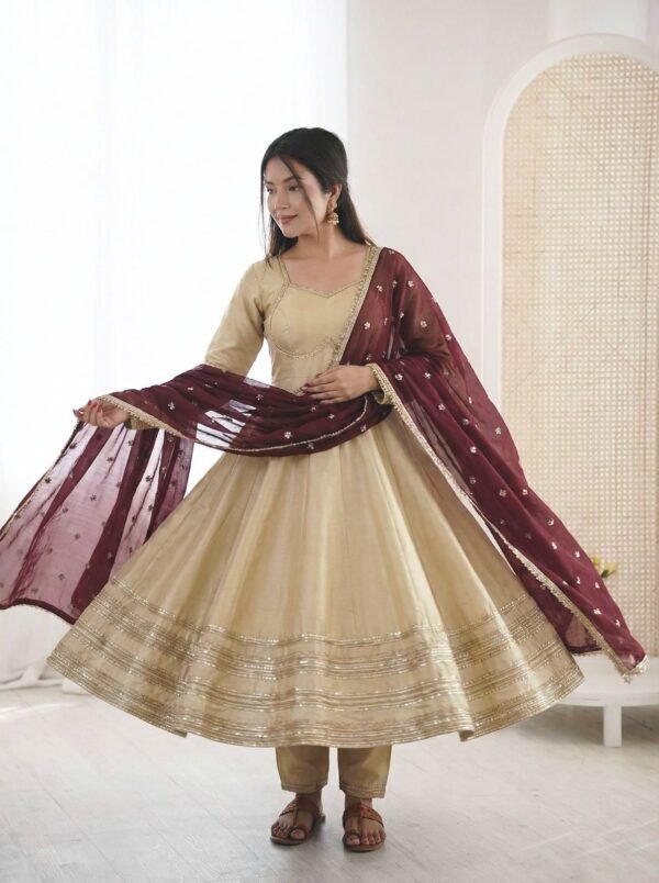Anarkali Gown Set with Heavy Lace Work & Georgette Dupatta for women festive wear