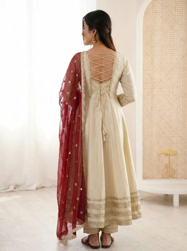 Anarkali Gown Set with Heavy Lace Work & Georgette Dupatta for women festive wear