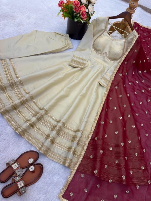 Anarkali Gown Set with Heavy Lace Work & Georgette Dupatta for women festive wear