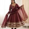 Anarkali Gown Set with Heavy Lace Work & Georgette Dupatta for women festive wear
